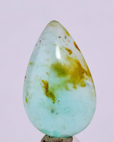 4carats BLUE OPAL CABOCHON Pendant Wire Wrap Caribean Turquoise Color Peru B84