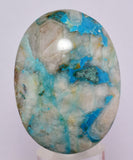 150carats BLUE CHRYSOCOLLA QUARTZ Malachite Peru Scenic Cabochon Pendant B85