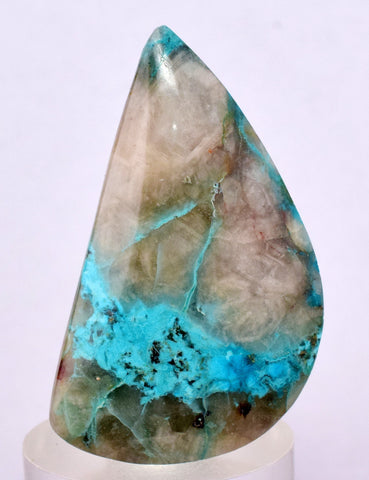 37.5carats BLUE CHRYSOCOLLA QUARTZ Malachite Peru Scenic Cabochon Pendant B87