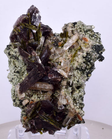 5.3cms AXINITE EPIDOTE QUARTZ Crystals Cluster Prehnite Peru Mineral Specimen Collectors AZ580