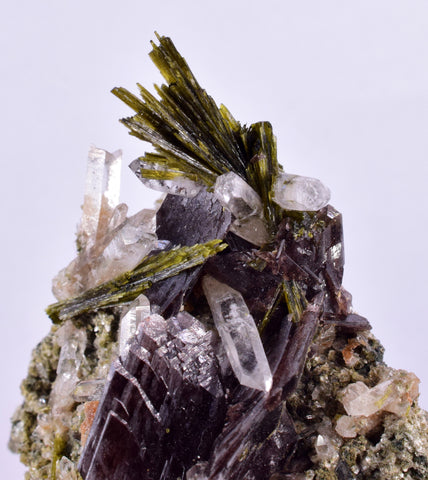 5.2cms AXINITE QUARTZ CRYSTALS Epidote Cluster Prehnite Peru Mineral Specimen Collectors AZ582