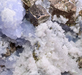 5.5cm BLUE DOLOMITE SELLAITE Crystals Chalcopyrite Quartz Calcite Peru G256