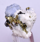 3.3cm BLUE DOLOMITE SELLAITE Crystals Chalcopyrite Quartz Calcite Perul G258