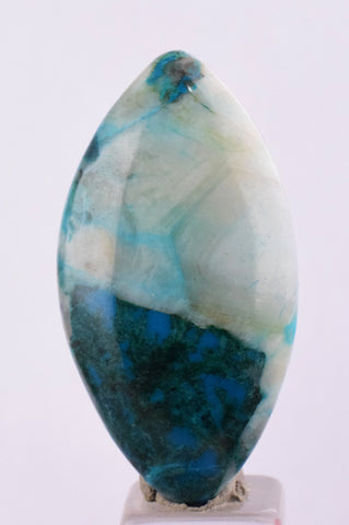 30carats BLUE CHRYSOCOLLA QUARTZ Malachite Peru Scenic Cabochon Pendant B93