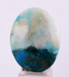 24carats BLUE CHRYSOCOLLA QUARTZ Malachite Peru Scenic Cabochon Pendant B94