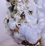 5.5cm BLUE DOLOMITE SELLAITE Crystals Chalcopyrite Quartz Calcite Peru G256