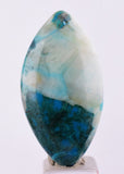 30carats BLUE CHRYSOCOLLA QUARTZ Malachite Peru Scenic Cabochon Pendant B93