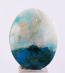 24carats BLUE CHRYSOCOLLA QUARTZ Malachite Peru Scenic Cabochon Pendant B94