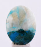 24carats BLUE CHRYSOCOLLA QUARTZ Malachite Peru Scenic Cabochon Pendant B94