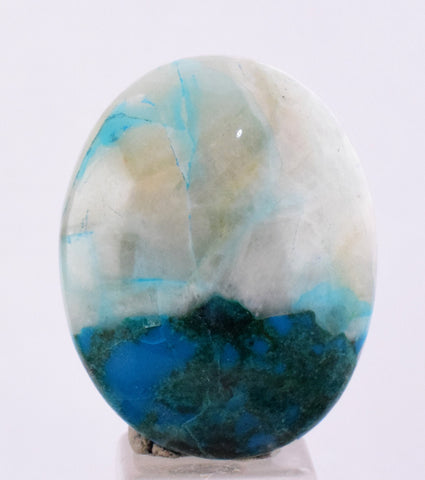 24carats BLUE CHRYSOCOLLA QUARTZ Malachite Peru Scenic Cabochon Pendant B94