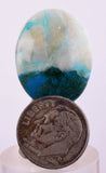 24carats BLUE CHRYSOCOLLA QUARTZ Malachite Peru Scenic Cabochon Pendant B94