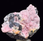 4.3cms RHODOCHROSITE ROSETTE CHALCOPYRITE Peru Pink Jordanite  Crystals Collector Mineral Specimen R688