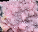 4.3cms RHODOCHROSITE ROSETTE CHALCOPYRITE Peru Pink Jordanite  Crystals Collector Mineral Specimen R688