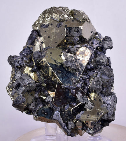 7.1cms PYRITE OCTAHEDRAL PERU Bournonite Galena Shiny Crystals Peru M252