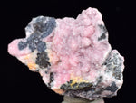 4.3cms RHODOCHROSITE ROSETTE CHALCOPYRITE Peru Pink Jordanite  Crystals Collector Mineral Specimen R688