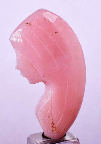17.5carats GEM PINK OPAL Mother Mary Peru Carving Handmade Sculpture J544