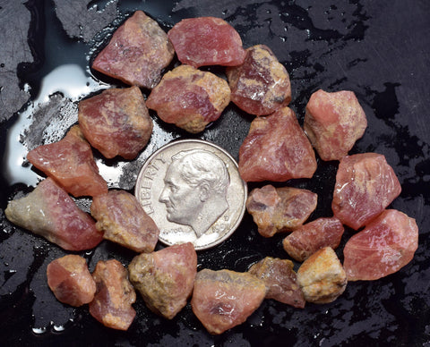 Lot 20 grams GEM RED RHODOCHROSITE Rough Ortiz Peru Gemstones Mineral Specimen R721