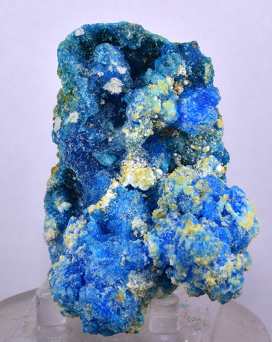 7cms CHALCANTHITE ROMERITE ALUNOGEN Botryoidal Crystals Copiatite Coquimbite ? New Find Peru Translucent Rare Stable For Display F447