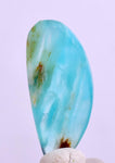 4carats BLUE OPAL CABOCHON Pendant Wire Wrap Caribean Turquoise Color Peru B101