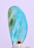 4carats BLUE OPAL CABOCHON Pendant Wire Wrap Caribean Turquoise Color Peru B101