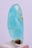 4carats BLUE OPAL CABOCHON Pendant Wire Wrap Caribean Turquoise Color Peru B101