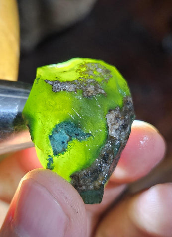 21grs GEM SILICA CHRYSOCOLLA Emeraldine Lily Mine Peru Scenic Quartz Malachite Chalcedony Emerald Jade Color S126