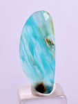 4carats BLUE OPAL CABOCHON Pendant Wire Wrap Caribean Turquoise Color Peru B101