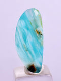 4carats BLUE OPAL CABOCHON Pendant Wire Wrap Caribean Turquoise Color Peru B101