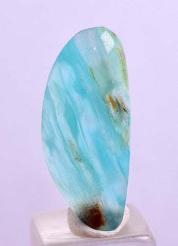 4carats BLUE OPAL CABOCHON Pendant Wire Wrap Caribean Turquoise Color Peru B101