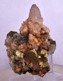 5.9cms  QUARTZ PYRITE CRYSTALS Chalcopirite Calcite Mineral Specimen Peru Q389