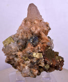 5.9cms  QUARTZ PYRITE CRYSTALS Chalcopirite Calcite Mineral Specimen Peru Q389