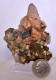 5.9cms  QUARTZ PYRITE CRYSTALS Chalcopirite Calcite Mineral Specimen Peru Q389