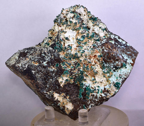 11cms DIOPTASE CRYSTALS QUARTZ Mineral Specimen Peru K94