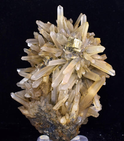 9cms  QUARTZ PYRITE CRYSTALS Galena Mineral Specimen Peru Q387