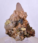 5.9cms  QUARTZ PYRITE CRYSTALS Chalcopirite Calcite Mineral Specimen Peru Q389