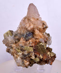 5.9cms  QUARTZ PYRITE CRYSTALS Chalcopirite Calcite Mineral Specimen Peru Q389