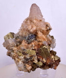 5.9cms  QUARTZ PYRITE CRYSTALS Chalcopirite Calcite Mineral Specimen Peru Q389