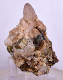 5.9cms  QUARTZ PYRITE CRYSTALS Chalcopirite Calcite Mineral Specimen Peru Q389