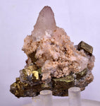5.9cms  QUARTZ PYRITE CRYSTALS Chalcopirite Calcite Mineral Specimen Peru Q389