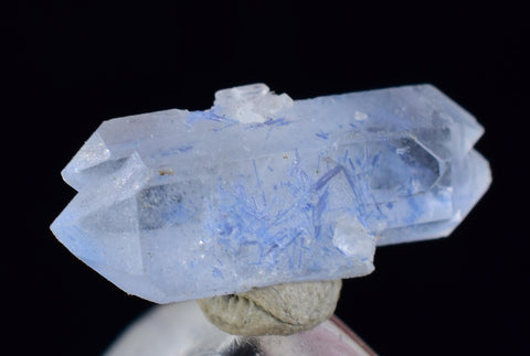 1.5Carats BLUE DUMORTIERITE in QUARTZ Bi Terminal  Gem Acicular Pendant Cabochon Mineral Specimen U612