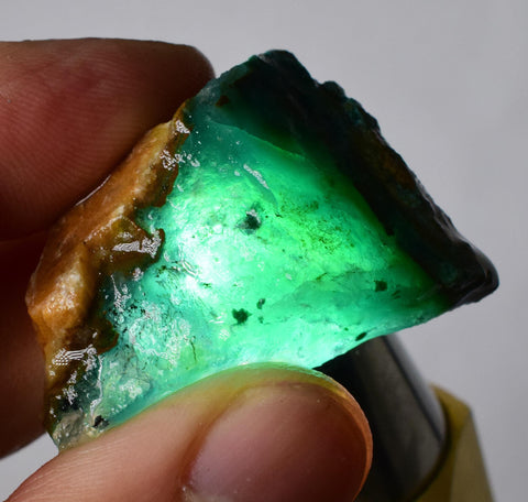21grs GEM SILICA CHRYSOCOLLA Emeraldine Lily Mine Peru Scenic Quartz Malachite Chalcedony Emerald Jade Color S152