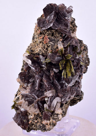 9.6cms AXINITE QUARTZ CRYSTALS Epidote Cluster Garnet Peru Mineral Specimen Collectors A647