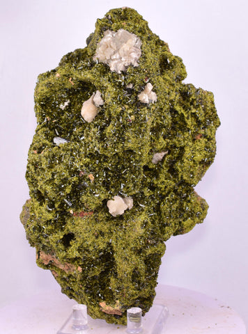 16.4cms EPIDOTE CALCITE CRYSTALS Cluster Peru Green Color Mineral Specimen C42
