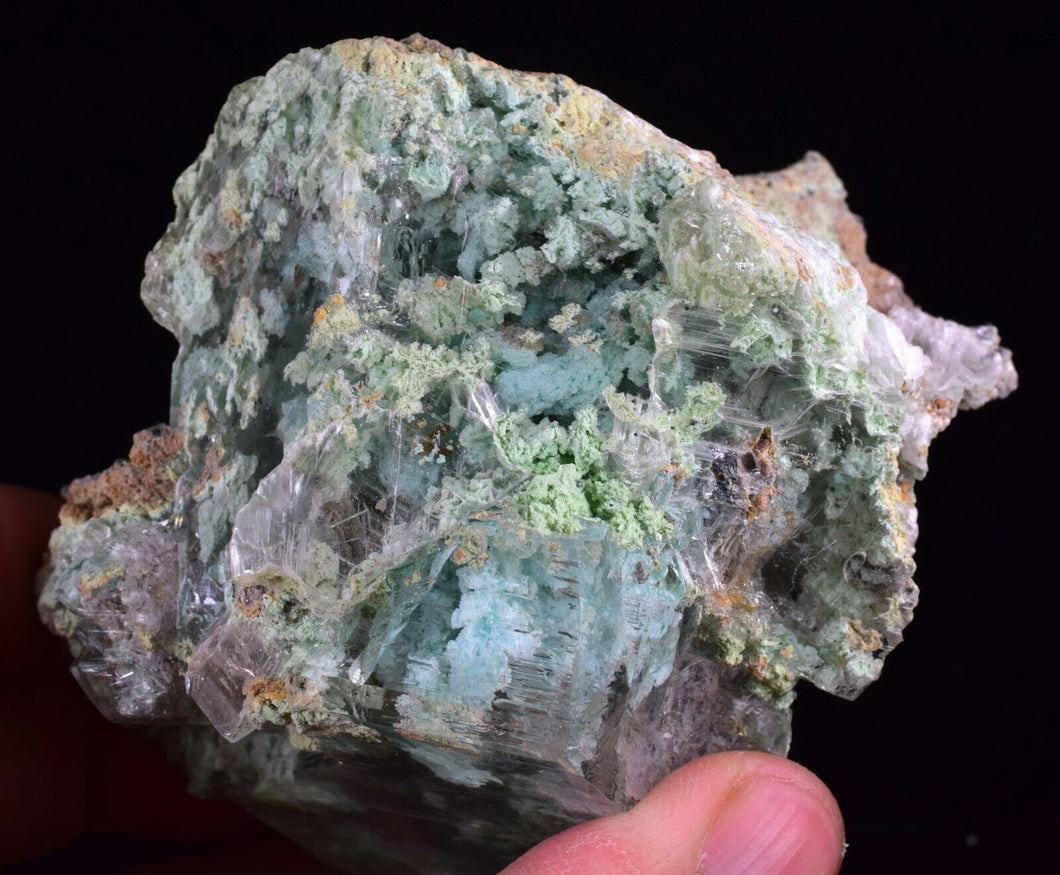 7.9cms CHRYSOCOLLA SPHERES INSIDE SELENITE LILY MINE 2000 DISCOVERY PERU TB60