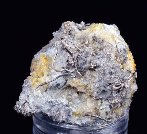 2.2cms NATIVE SILVER WIRES ACANTHITE PROUSTITE CRYSTALS MINERAL SPECIMEN X36