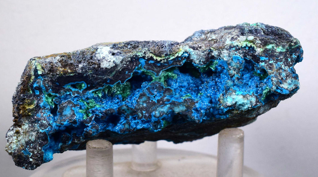 6.2cm CHRYSOCOLLA MALACHITE BROCHANTHITE AZURITE ROUGH BANDED  PERU MINERAL SPECIMEN X70