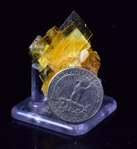 4.3cms GOLDEN BARITE CRYSTALS PERU TRANSLUCENT MINERAL SPECIMEN X78