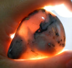 21.9grs PINK OPAL CABOCHON LANDSCAPE PENDANT QUARTZ DENDRITES CORAL COLOR B317
