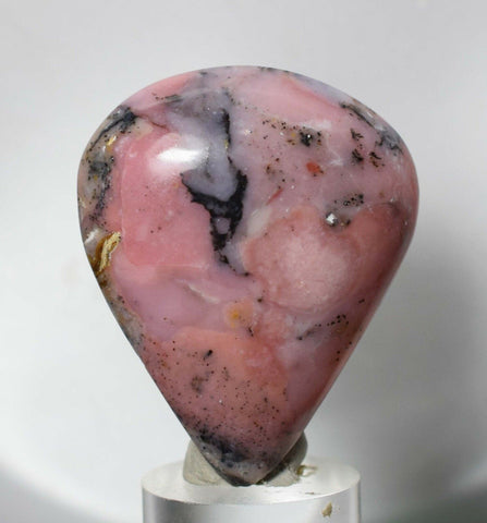 21.9grs PINK OPAL CABOCHON LANDSCAPE PENDANT QUARTZ DENDRITES CORAL COLOR B317