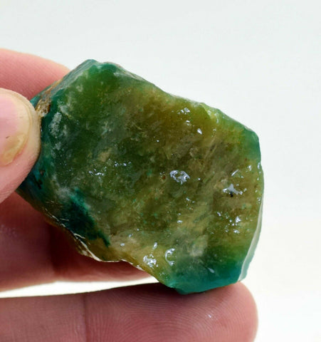 37.1grs GEM SILICA CHRYSOCOLLA ROUGH CHALCEDONY EMERALDINE JADE COLOR NEW FIND S935